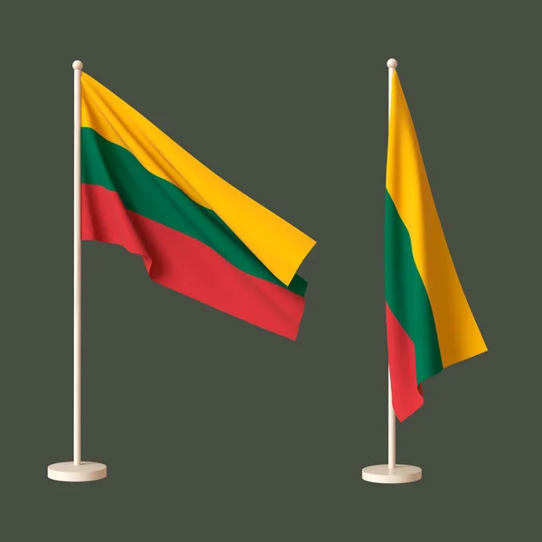 리투아니아 공화국의 깃발들 깃대에 휘날리며 중립적 배경에 부딪쳤습니다 렌더링 라우트 — 스톡 사진
