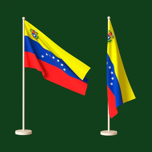 Flagi Boliwariańskiej Republiki Wenezueli Wisiały Maszcie Flagowym Wirowały Neutralnym Tle — Zdjęcie stockowe