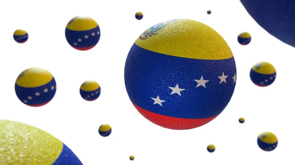 Balony Szorstkiej Powierzchni Kolorach Flagi Wenezueli Różnych Rozmiarach Locie Białym — Zdjęcie stockowe