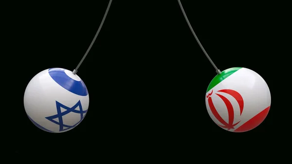 Кулі Канатах Національного Прапора Ізраїлю Ірану Спрямовані Один Одного Нейтральний — стокове фото