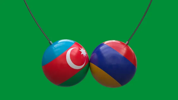 Balls Ropes Colors National Flags Armenia Azerbaijan Collided Each Other — Stock Photo, Image