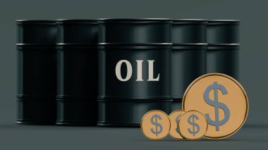 Altın kaplama madeni paralar, arka planda bir dolar işareti ve 