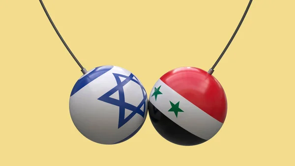 Кулі Канатах Національного Прапора Ізраїлю Сирії Зіткнулися Один Одним Нейтральному — стокове фото