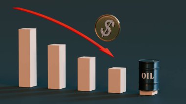 Üzerinde kırmızı ok ve koyu arkaplanda 