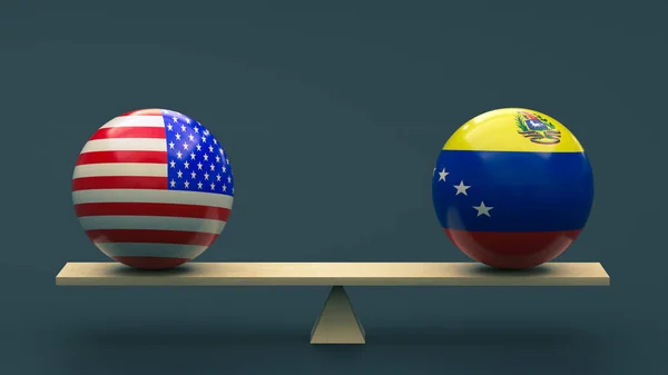Kulki Kolorach Flagi Narodowej Stanów Zjednoczonych Wenezueli Zrównoważone Huśtawce Neutralnym — Zdjęcie stockowe