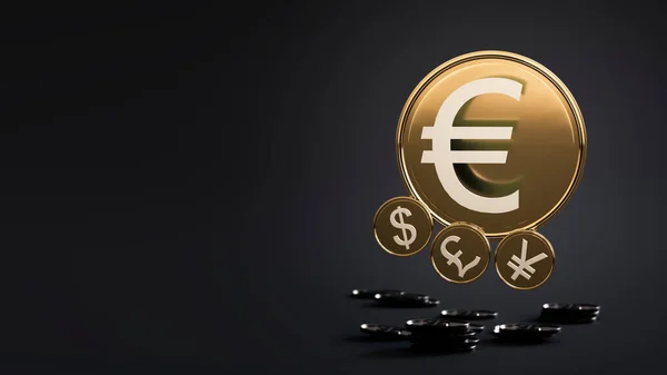 Επίχρυσο Κέρμα Σύμβολο Του Ευρώ Υπερισχύει Έναντι Των Κερμάτων Σύμβολα — Φωτογραφία Αρχείου