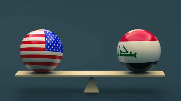 Кулі Кольорах Національних Прапорів Сполучених Штатів Іраку Перебувають Рівновазі Відміну — стокове фото