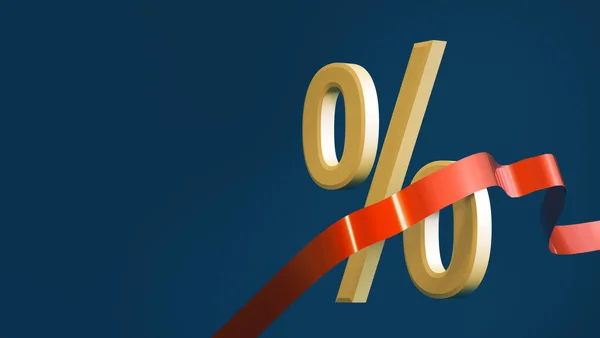 Sinal Percentagem Rompe Linha Chegada Renderização Conceito Financeiro — Fotografia de Stock