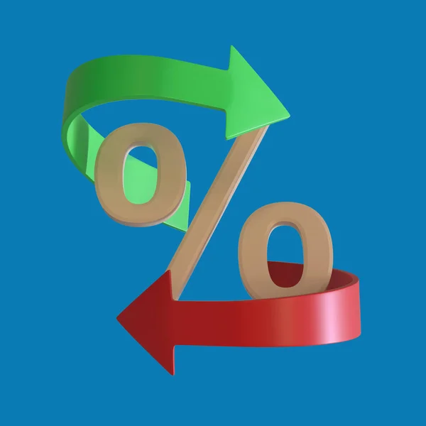 Percent Sign Surrounded Two Arrows Green Pointing Red Pointing Neutral — Stockfoto