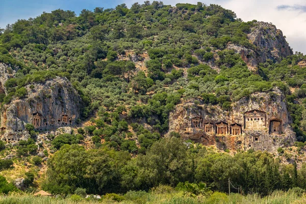 Lycian Tombs City Dead Carved Rocks Anatolian Coast Turkey City — Φωτογραφία Αρχείου