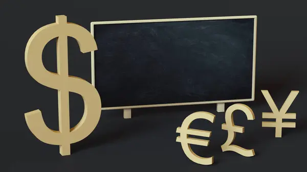 Dollar Symbol Rises Symbols Other Currencies School Blackboard Space Text — Stock Photo, Image