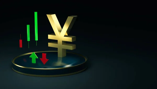 Yeşil Arka Planda Yen Sembolü Stilize Bir Şamdan Şeması Finans — Stok fotoğraf