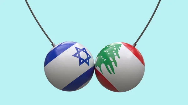 Kule Linach Kolorach Flag Narodowych Izraela Libanu Zderzyły Się Sobą — Zdjęcie stockowe