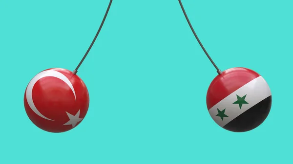 Piłki Linach Kolorach Flag Narodowych Turcji Syrii Zbliżają Się Siebie — Zdjęcie stockowe