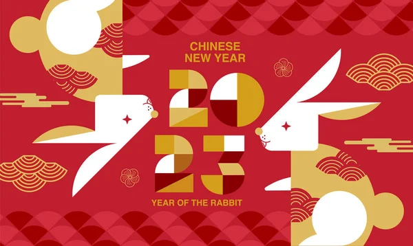 Selamat Tahun Baru Tahun Baru Cina 2023 Tahun Kelinci Cina - Stok Vektor