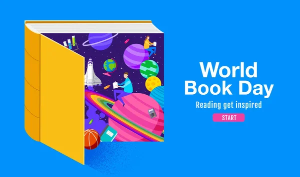 Světový Den Knih Čtení Imaginatio — Stockový vektor