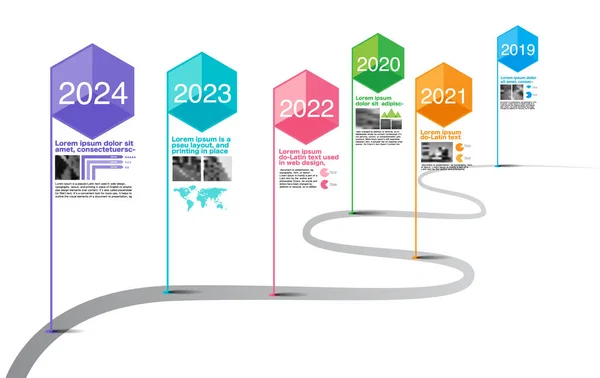 Hito Compañía Línea Tiempo Hoja Ruta Vector Infográfico — Archivo Imágenes Vectoriales