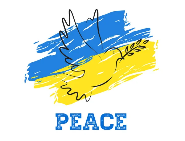 Stop Guerre Paix Pigeon Signe Prier Pour Ukraine Ukraine Drapeau — Image vectorielle