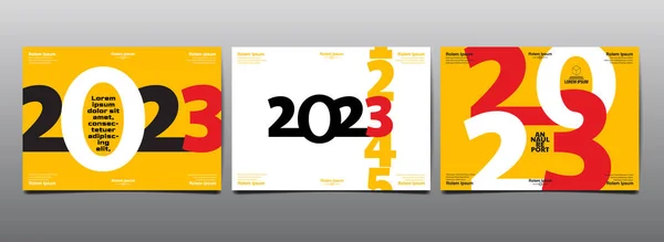 Annual Report 2023 Template Layout Design Typography Flat Design — Image vectorielle