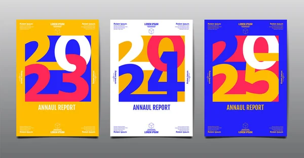 Annual Report 2023 2024 2025 Template Layout Design Typography Flat — Image vectorielle