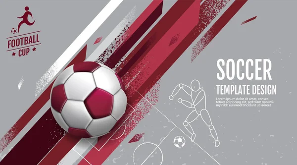 Soccer Layout Template Design Football Purple Magenta Tone Sport Background — Stockvektor
