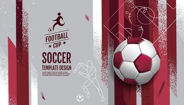 Soccer Layout Template Design Football Purple Magenta Tone Sport Background — Vector de stock