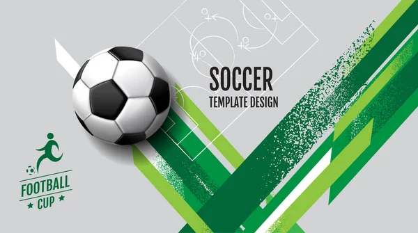 Soccer Template Design Football Banner Sport Layout Design Green Theme — Image vectorielle