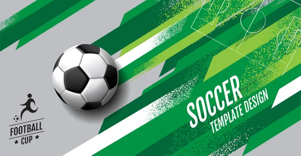 Soccer Template Design Football Banner Sport Layout Design Green Theme — Archivo Imágenes Vectoriales