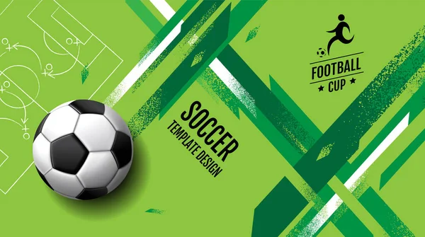 Soccer Template Design Football Banner Sport Layout Design Green Theme — Archivo Imágenes Vectoriales