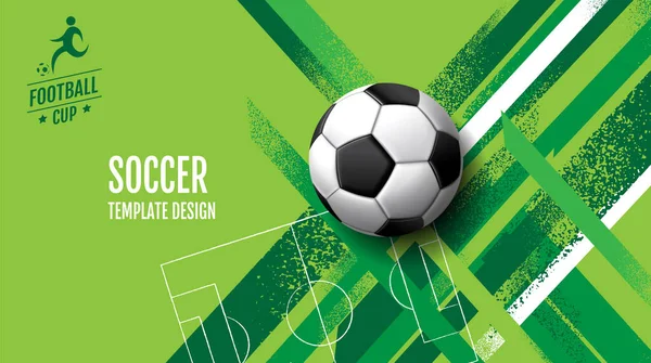 Soccer Template Design Football Banner Sport Layout Design Green Theme — Stockvektor