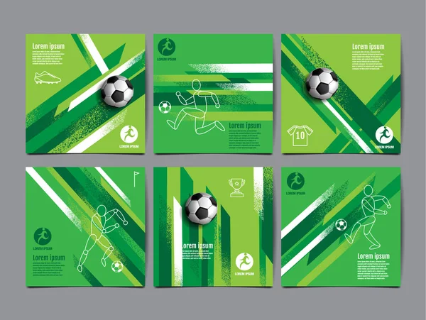Soccer Template Design Football Banner Sport Layout Design Green Theme — Stok Vektör