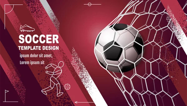 Soccer Layout Template Design Fußball Lila Magenta Ton Sport Hintergrund — Stockvektor