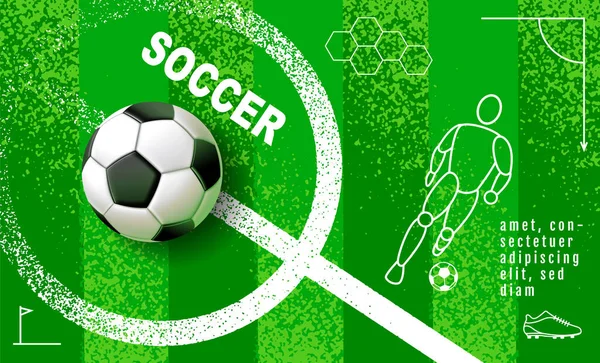 Soccer Template Design Football Banner Sport Layout Design Green Theme — Image vectorielle