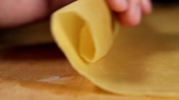 Les Femmes Mains Rouler Pâte Pâtes Dans Rouleau Des Images — Video