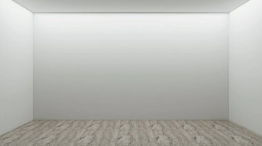Beyaz duvarı ve mermer zemini olan boş bir oda. 3 boyutlu illüstrasyon. 3d oluşturma.