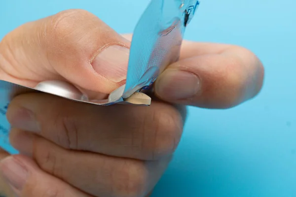 Individuell Verpackte Pillen Auf Blauem Hintergrund — Stockfoto