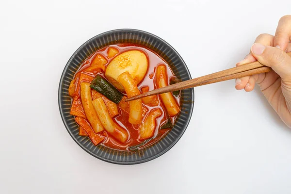 Tteokbokki Представитель Кореи Закусывает Еду Которая Выглядит Вкусной — стоковое фото