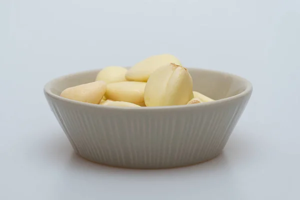 Garlic Bowl White Background — Stock Photo, Image