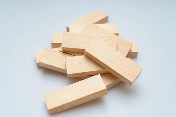 Expressing Various Concepts Dominoes Business Using Wood Jenga — Fotografia de Stock