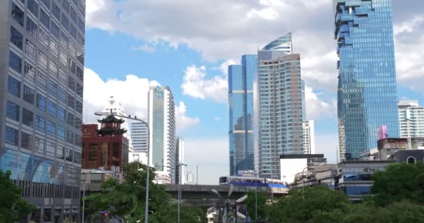 Bangkok Vue Immeuble Bureaux Moderne Train Ciel Électrique Avec Ciel — Video