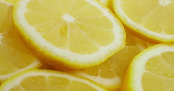 Rotation Der Gelben Zitronenscheiben 360 Grad Rotation Nahaufnahme Einer Zitrone — Stockvideo