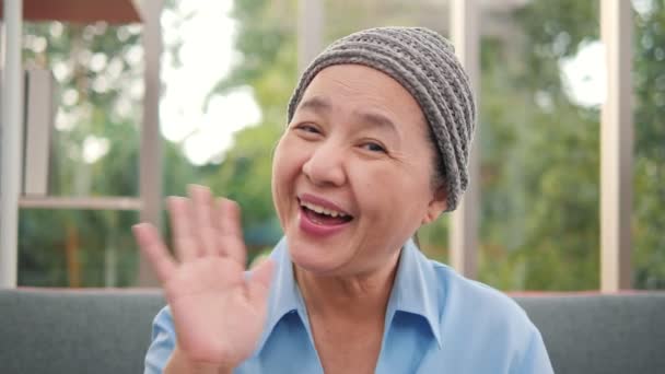 Allegro Paziente Più Vecchio 60S Donna Asiatica Sensazione Felice Sorridente — Video Stock