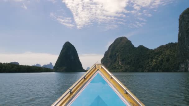 Вид Лодки Ландшафт Моря Горы Пханг Нга Залив Пляж Путешествия — стоковое видео