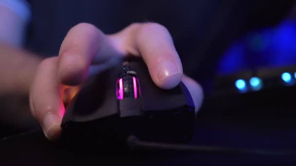 Close Jogo Jogo Gamer Esporte Cibernético Clique Mouse — Vídeo de Stock