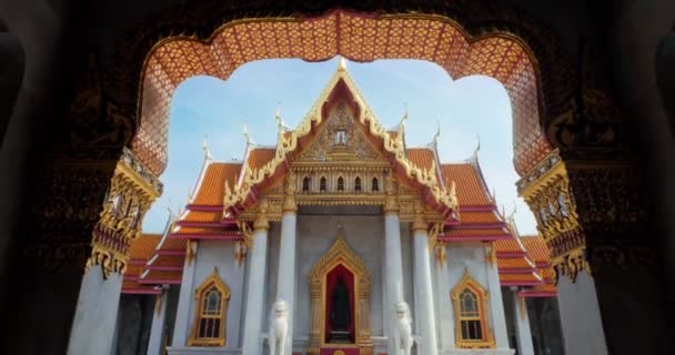 Mermer Tapınak Wat Benchamabopit Dusitvanaram Bangkok Tayland Dinle Ilgili Ünlü — Stok video