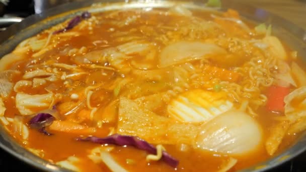 Fideos Instantáneos Coreanos Estilo Comida Coreana Ramyeon — Vídeo de stock