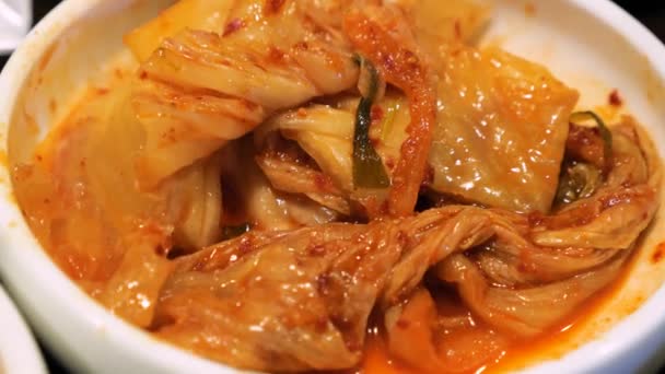 Primer Plano Kimchi Col Comida Coreana — Vídeo de stock