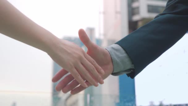 Üzletember Kézfogás Sikeres Üzletemberek Kézfogás Után Üzlet — Stock videók