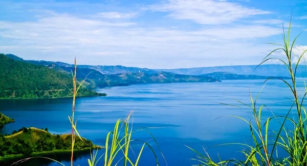 Красота Озера Тоба Которое Является Озером Кальдера Происходит Извержения Древнего — стоковое фото