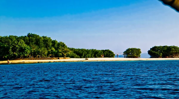 Vistas Panorámicas Playa Del Paraíso Tropical Isla Pahawan Lampung Sumatera — Foto de Stock